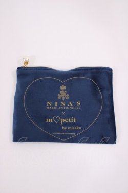 画像1: m petit by misako / AM*コウチャツキベロアポーチ（紅茶無し）  ネイビー H-26-02-15-1030-LO-ZA-NS-ZH
