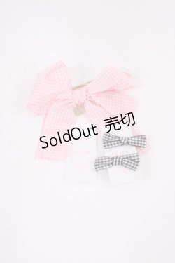 画像1: LIZ LISA / ギンガムリボンヘアアクセセット  ピンク/ブラック H-26-02-15-1031-LO-AC-NS-ZH