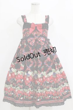 画像1: BABY,THE STARS SHINE BRIGHT / Strawberry Garden柄ジャンパースカートII Free ブラック H-26-02-15-005-BA-OP-NS-ZH