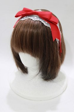 画像1: axes femme kawaii / レースリボンカチューシャ  レッド H-26-02-15-077-AX-AC-NS-ZH