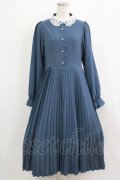 m petit by misako / AM*レースエリプリーツワンピース L ブルー H-26-02-15-011-LO-OP-NS-ZH