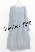 m petit by misako / AM*レースエリプリーツワンピース L ブルー H-26-02-15-011-LO-OP-NS-ZH
