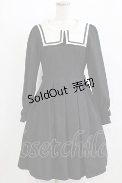 画像1: Innocent World White / スクエアーカラーワンピース M/92cm丈 ブラック H-26-02-15-023-IW-OP-NS-ZH