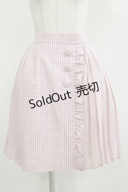 画像1: axes femme kawaii / チェック柄切り替えスカート M ピンク H-26-02-16-035-AX-SK-NS-ZH