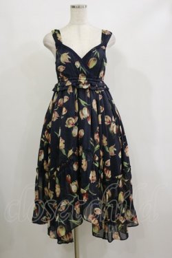 画像1: axes femme / チューリップ柄イレヘムワンピース M ネイビー H-26-02-16-045-AX-OP-NS-ZH