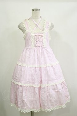 画像1: BABY,THE STARS SHINE BRIGHT / からみ3段ティアードジャンパースカート Free ピンク H-26-02-16-054-BA-OP-NS-ZH