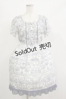 画像1: axes femme / アンティーク調ワンピース M オフ/ブルー H-26-02-16-057-AX-OP-NS-ZH