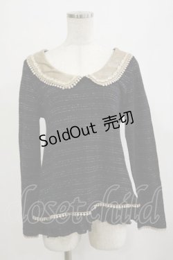 画像1: axes femme / ラメボーダーニットトップス M ブラック H-26-02-16-007-AX-TO-NS-ZH