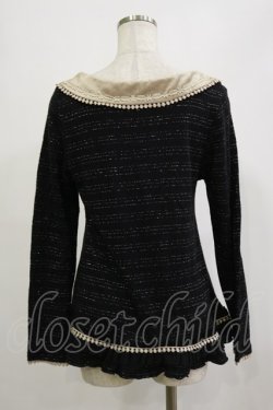 画像2: axes femme / ラメボーダーニットトップス M ブラック H-26-02-16-007-AX-TO-NS-ZH