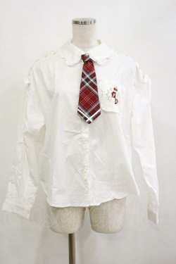 画像1: Secret Honey / チェックネクタイ付きブラウス Free オフ/レッド H-26-02-16-012-CA-BL-NS-ZH