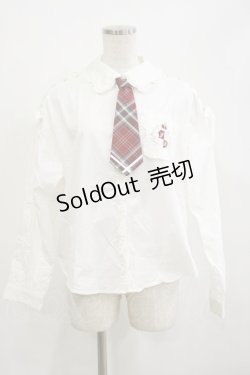 画像1: Secret Honey / チェックネクタイ付きブラウス Free オフ/レッド H-26-02-16-012-CA-BL-NS-ZH