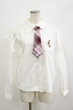 画像1: Secret Honey / チェックネクタイ付きブラウス Free オフ/ピンク H-26-02-16-013-CA-BL-NS-ZH