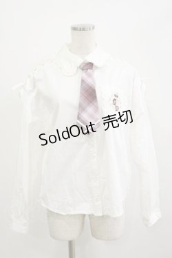 画像1: Secret Honey / チェックネクタイ付きブラウス Free オフ/ピンク H-26-02-16-013-CA-BL-NS-ZH