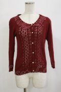 axes femme / 透かしカーディガン M ワイン H-26-02-16-022-AX-TO-NS-ZH