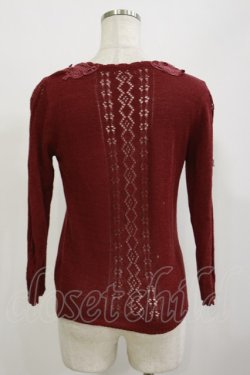 画像2: axes femme / 透かしカーディガン M ワイン H-26-02-16-022-AX-TO-NS-ZH