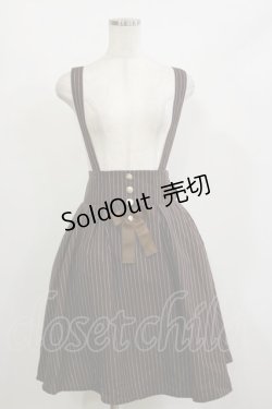 画像1: Amavel / ストライプサスペンダースカート Free ブラウン H-26-02-16-029-CA-SK-NS-ZH