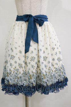 画像1: axes femme / 花柄スカート M オフ/ブルーグリーン H-26-02-16-033-AX-SK-NS-ZH