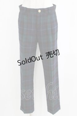 画像1: Jane Marple / ウールタータンパンツ  グリーン×ネイビーチェック H-26-02-17-023-JM-PA-KB-ZH