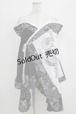 画像1: Qutie Frash / オフショルカーデ  ホワイト×ブラック H-26-02-17-025-QU-JA-KB-ZH