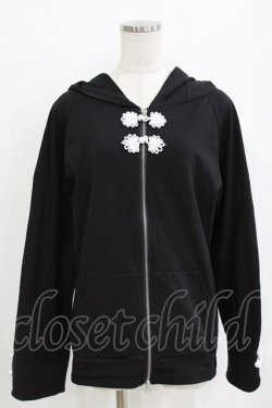 画像1: ALGONQUINS / 屍熊猫プリントチャイナ風パンダ耳フードパーカー  ブラック H-26-02-17-031-AL-TO-KB-ZH