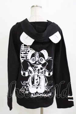 画像3: ALGONQUINS / 屍熊猫プリントチャイナ風パンダ耳フードパーカー  ブラック H-26-02-17-031-AL-TO-KB-ZH