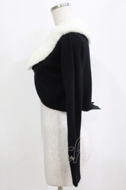 画像2: Shirley Temple / ファーカラーニットボレロ 160 ブラック×ホワイト H-26-02-17-033-ET-TO-KB-ZH