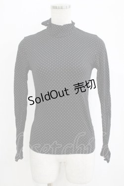 画像1: Emily Temple cute / バックリボンドットハイネックカットソー  ブラック H-26-02-17-035-ET-TO-KB-ZH