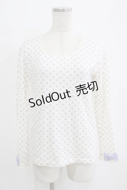画像1: Emily Temple cute / リボン付ドットカットソー  オフ×パープル H-26-02-17-036-ET-TO-KB-ZH