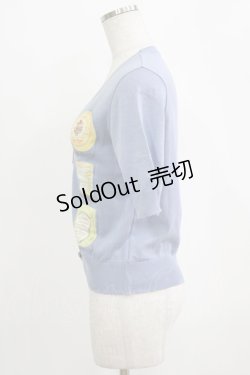 画像2: Jane Marple Dans Le Salon / Les jolie savonsのデコパージュカーディガン  ブルーグレイ H-26-02-17-039-JM-TO-KB-ZH