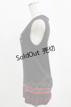 画像2: PUTUMAYO / ロゴ刺繍ニットベスト  黒×赤 H-26-02-17-040-PT-TO-AK-ZH