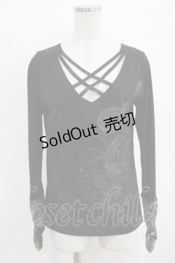 画像1: Qutie Frash / クロスインナーT  黒 H-26-02-17-041-QU-TO-KB-ZH