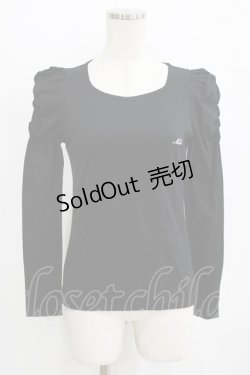 画像1: MILK / ラメロゴ刺繍カットソー  ブラック H-26-02-17-044-ML-TO-AK-ZH