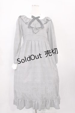 画像1: Nile Perch / Vフリルチェックワンピース Free ブラック H-26-02-17-1005-LO-OP-NS-ZH