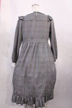 画像2: Nile Perch / Vフリルチェックワンピース Free ブラック H-26-02-17-1005-LO-OP-NS-ZH