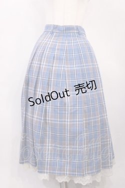 画像1: axes femme / チェック柄プリーツスカート M ブルー H-26-02-17-1007-AX-SK-NS-ZH