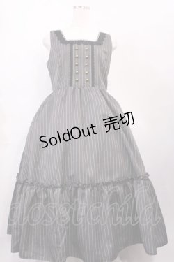 画像1: m petit by misako / TT*AOKストライプジャンパースカート L グレー H-26-02-17-1002-LO-OP-NS-ZH