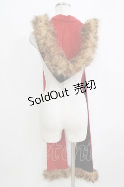 画像2: Qutie Frash / ファーフード付きストール  黒×赤 H-26-02-17-053-QU-ZA-AK-ZH