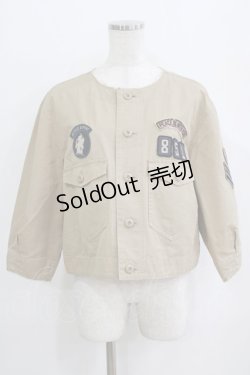 画像1: Jane Marple Dans Le Salon / ワッペンノーカラージャケット  ベージュ H-26-02-17-021-JM-JA-KB-ZH