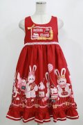 To Alice / チェリーラビットジャンパースカート S レッド H-26-02-18-024-LO-OP-NS-ZH
