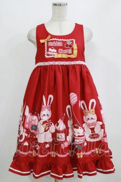 画像1: To Alice / チェリーラビットジャンパースカート S レッド H-26-02-18-024-LO-OP-NS-ZH