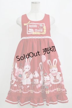 画像1: To Alice / チェリーラビットジャンパースカート S レッド H-26-02-18-024-LO-OP-NS-ZH