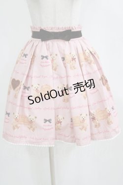 画像1: Ank Rouge / くま＆ビスケット柄スカート M ピンク H-26-02-18-031-CA-SK-NS-ZH