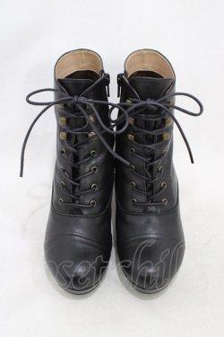 画像1: あしながおじさん / ショートブーツ 24 ブラック H-26-02-18-1001-PU-SH-KB-ZH