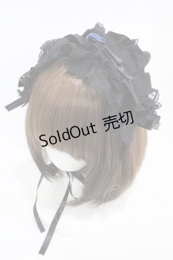 画像1: MARBLE / サテンバラ付きタックプリーツヘッドドレス  黒×青 H-26-02-18-1005-GO-AC-KB-ZH