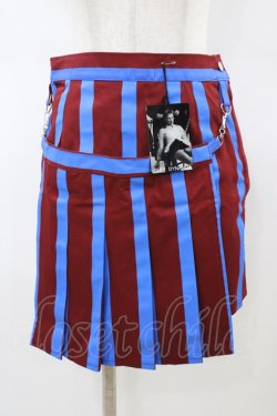画像1: SEXY DYNAMITE LONDON / ロンドンストライプボンテージスカート M バーガンディ H-26-02-18-1042-PU-SK-KB-ZH