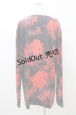 画像2: NieR Clothing / プリントLONG CUTSEW  ブラック×レッド H-26-02-18-1045-PU-TO-KB-ZH