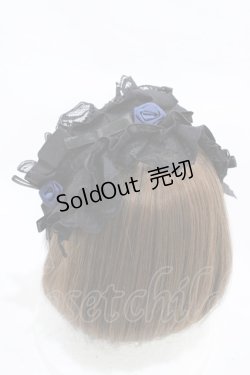 画像2: MARBLE / サテンバラ付きタックプリーツヘッドドレス  黒×青 H-26-02-18-1005-GO-AC-KB-ZH