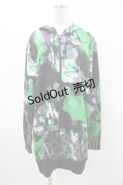 画像1: NieR Clothing / 総柄ZIPパーカー  ブラック H-26-02-18-1048-PU-TO-KB-ZH