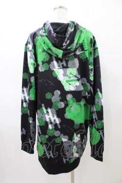 画像2: NieR Clothing / 総柄ZIPパーカー  ブラック H-26-02-18-1048-PU-TO-KB-ZH