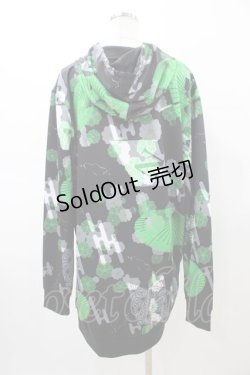 画像2: NieR Clothing / 総柄ZIPパーカー  ブラック H-26-02-18-1048-PU-TO-KB-ZH